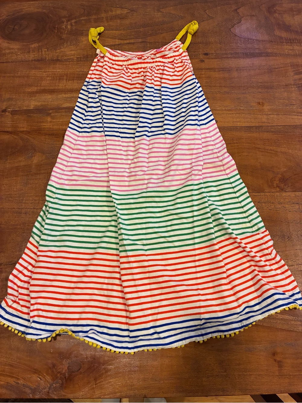Mini Boden Girls Spaghetti Strap Rainbow Striped Summer Dress Size 9-10